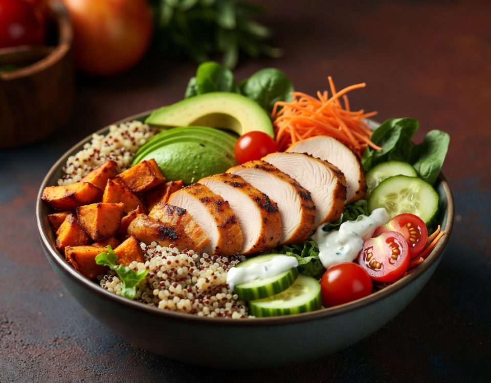 Chicken Buddha Bowl With Greek Yogurt Dressing